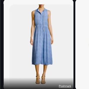 Michael Kors sleeveless midi dress with gold chain trim